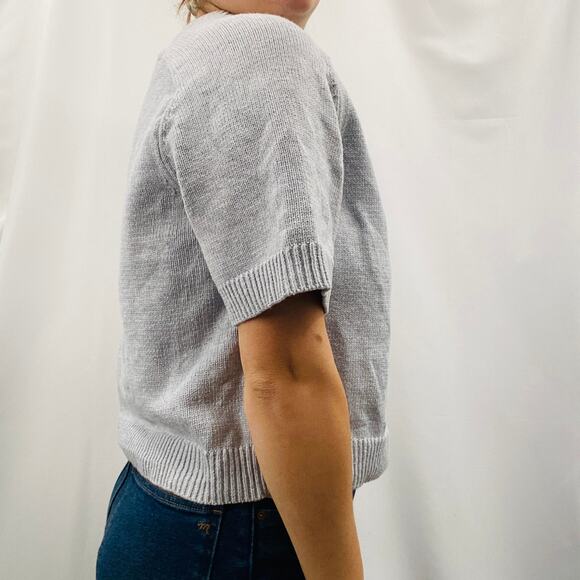 Abercrombie & Fitch L gray crewneck short sleeve sweater - Picture 3 of 6